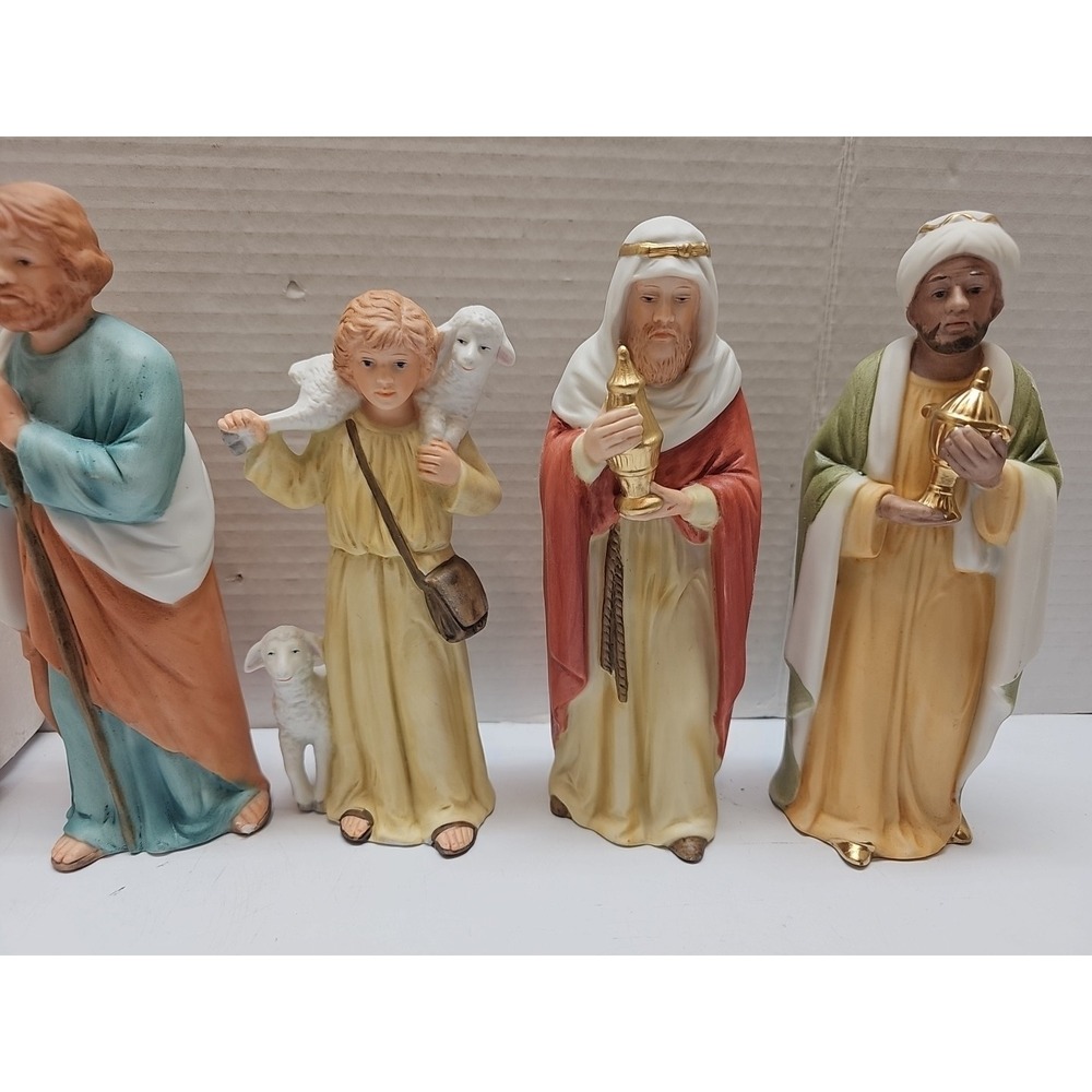 Vintage Homco Nativity 5260 Complete Set 10 Pieces Porcelain Bisque Matte Finish - Picture 2 of 13